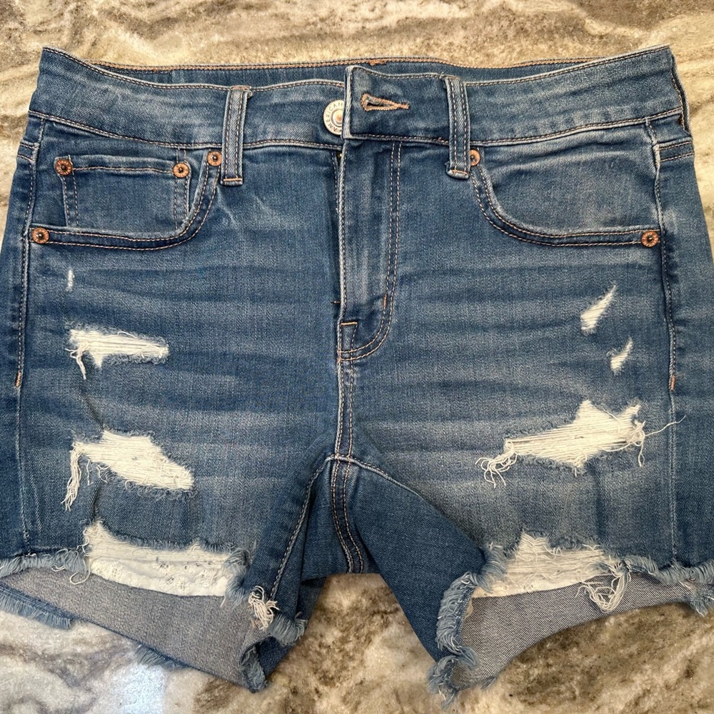 *SOLD*  American Eagle Outfitters Blue Distressed Jean Shorts-MIDI